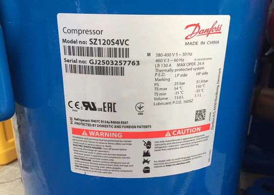 कूल रूम के लिए Danfoss फ्रिज स्क्रॉल कंप्रेसर इलेक्ट्रिक R22 SM120S4VC 10HP