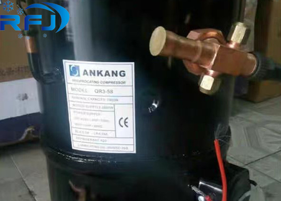 3HP R404a QR3-58 Ankang हर्मेटिक पिस्टन रेफ्रिजरेशन कंप्रेसर 220-460V 3PH 50Hz या 60Hz