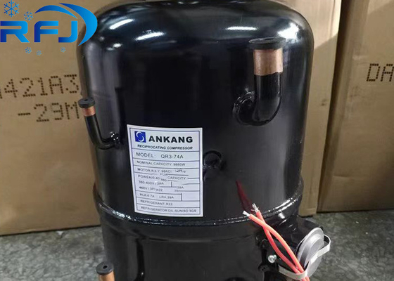 3.5 HP R404a QR3-74A 220-380V 3PH 50Hz या 380-460V 60Hz अनुप्रयोगों के लिए Ankang हर्मेटिक पिस्टन रेफ्रिजरेशन कंप्रेसर